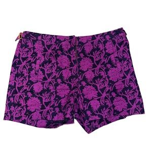 Tory Burch Brach Cotton Linen Blend purple navy blue floral Size 4 EUC